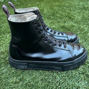 Eytys Kibo Black Leather Boots Combat Platform Clean Line High Top Booties 9
